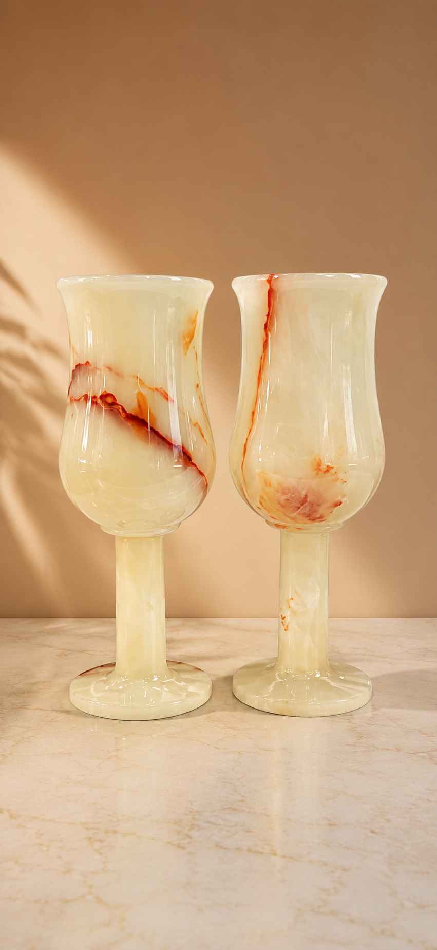 Handcrafted Onyx Marble Champagne Glass – Premium Natural Stone Drinkware (8" H x 3" W)
